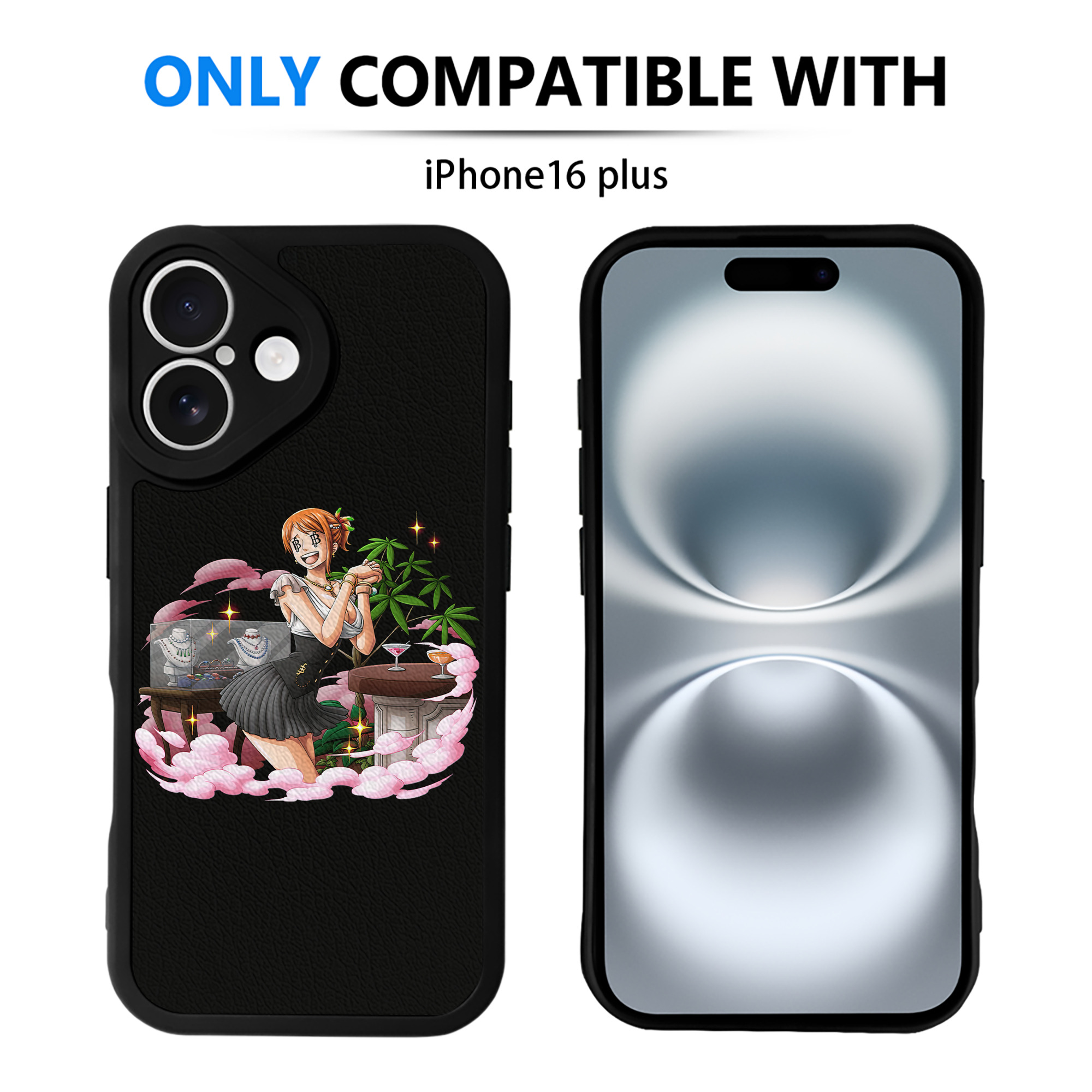 （画像用） ワンピース ナミ ONE PIECE Nami 【iPhone 16シリーズ対応】シリコンスマホケース（レザー調） 材質：シリコン